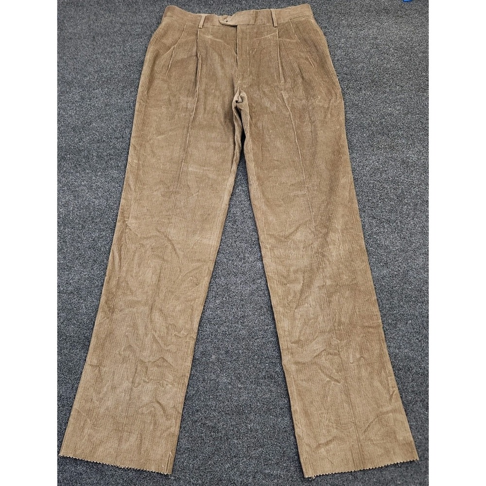 Jos.A.Bank Mens 36x35 Brown Corduroy Pleated Executive Collection Unhemmed Pants